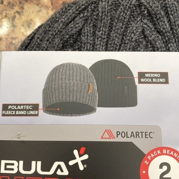 2pc Bula Merino Wool blend Beanie black/Grey cap hat warm outerwear OS - Picture 5 of 9